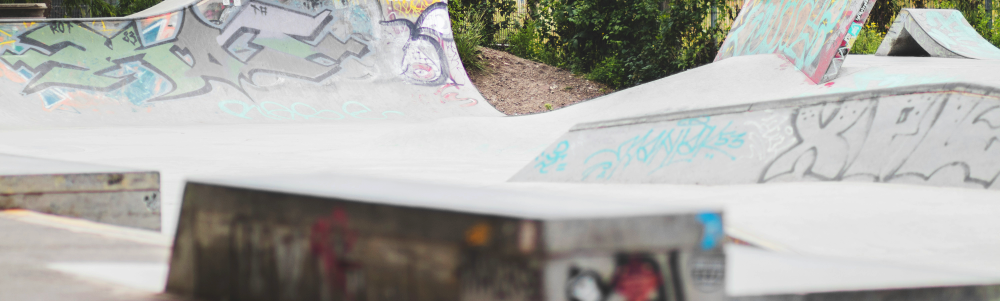 Skatepark with graffiti in Berlin